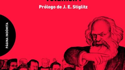Portada roja de Capitalismo, Socialismo y Democracia, Volume 1 (Ensayo) de Schumpeter con ilustración de figuras históricas y prólogo de J. E. Stiglitz